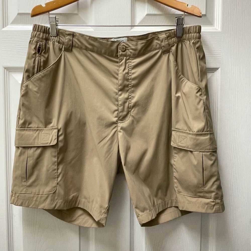 LL Bean Men's Trail Shorts L Cargo Hiking Nylon Stretch UPF Outdoor‎ Quick Dry